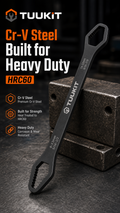 TUUKIT Heavy-Duty Multi-Function Wrench, Cr-V Steel, Dual-Head Self-Tightening Design, 20 cm / 7.87 in